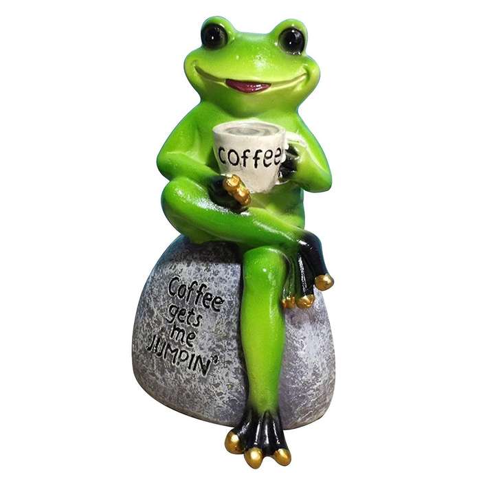 Garden Statue Outdoor Animal Design Statuary Green Sitting Drinking Coffee Stone Garden Statue A