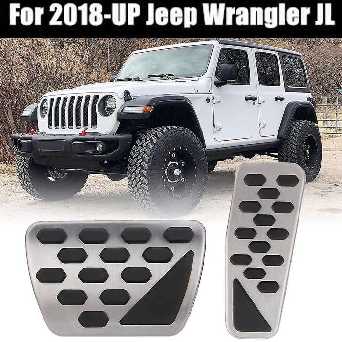 Gas and Brake Pedal Cover Auto Stainless Steel Foot Pedal Pad Kit Fit for JL Models 2018-2020, 2 PCS