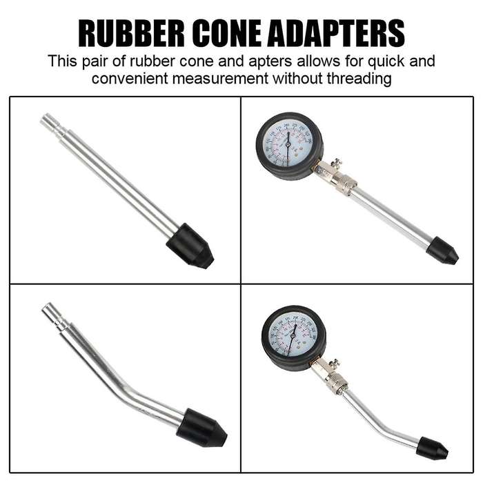 Gasoline Engine Compression Meter with M10 M12 M14 Adapter 0-300 PSI Pressure Gauge Automotive Cylin