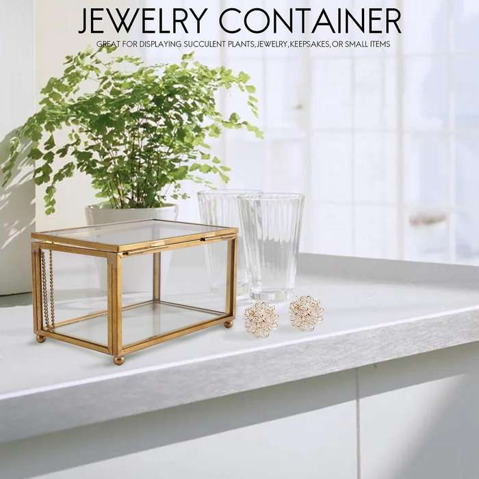 Geometric Glass Style Jewelry Box Table Container Compatible Displaying