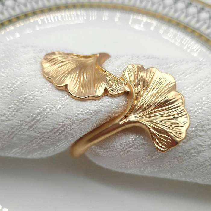 Ginkgo Leaf Napkin Rings,Metal Napkin Holders for Wedding Party and Daily Use,Complement to Your Din