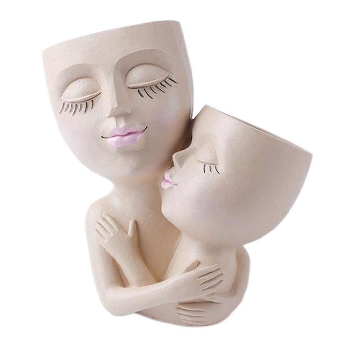 Girls Face Flower Pot Resin Women Vase Mother Love Succulent Flowerpot Garden Pots Home Decoration O
