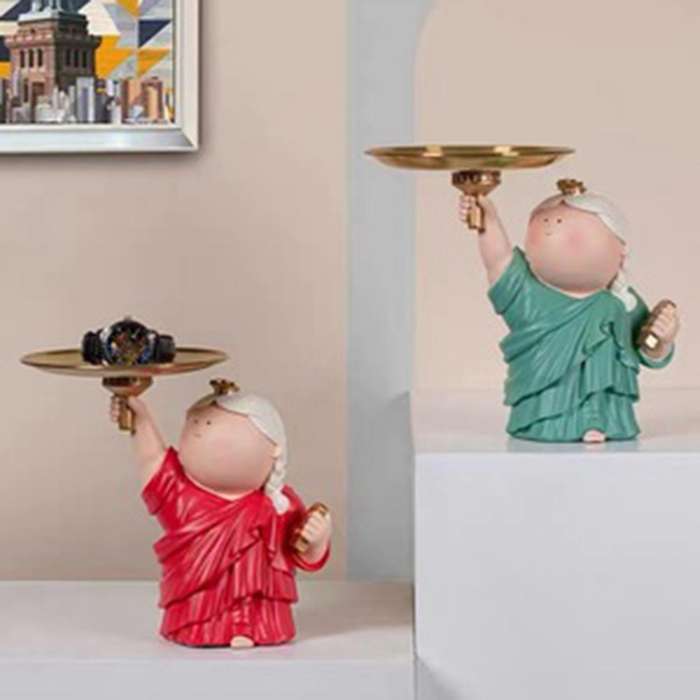 Girl Statue Storage Metal Resin Tray Nordic Home Decoration Living Room Dining Table Decoration Acce