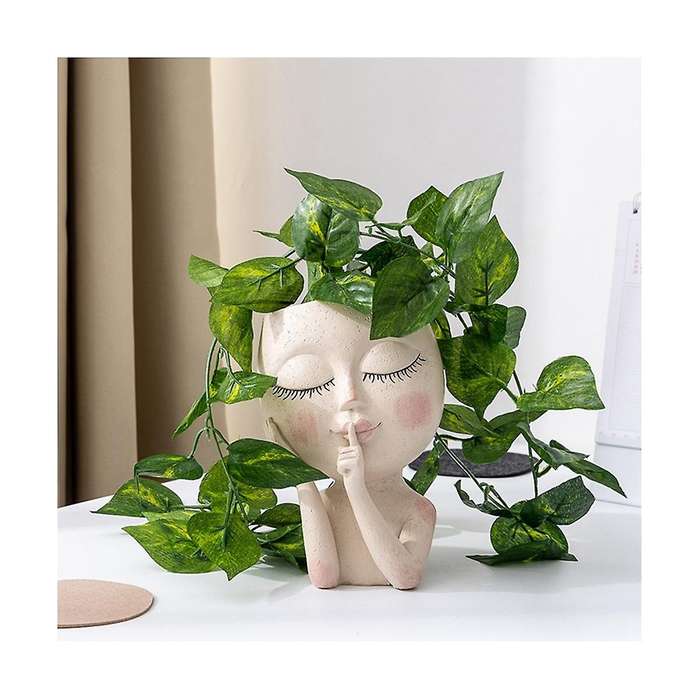Girls Face Head Vases Flowers Decoration Resin Succulent Planting Flowerpot Gardening Growing Plant