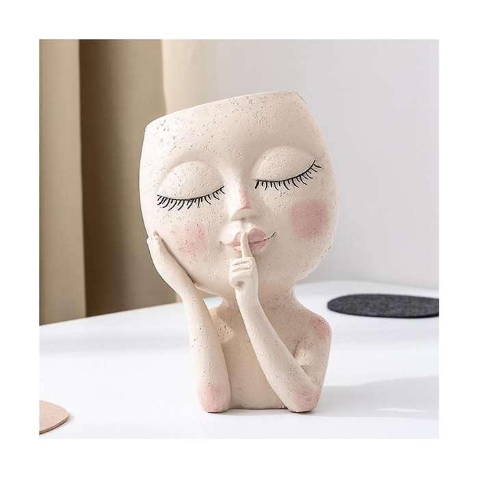 Girls Face Head Vases Flowers Decoration Resin Succulent Planting Flowerpot Gardening Growing Plant