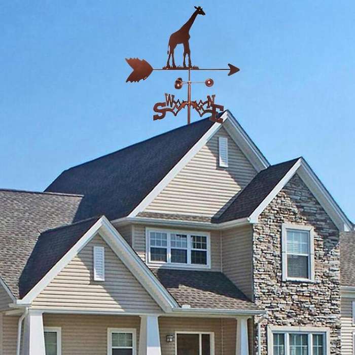 Giraffe Weather Vane Stainless Steel Spray Paint Outdoor Rooftop Roof Ornaments