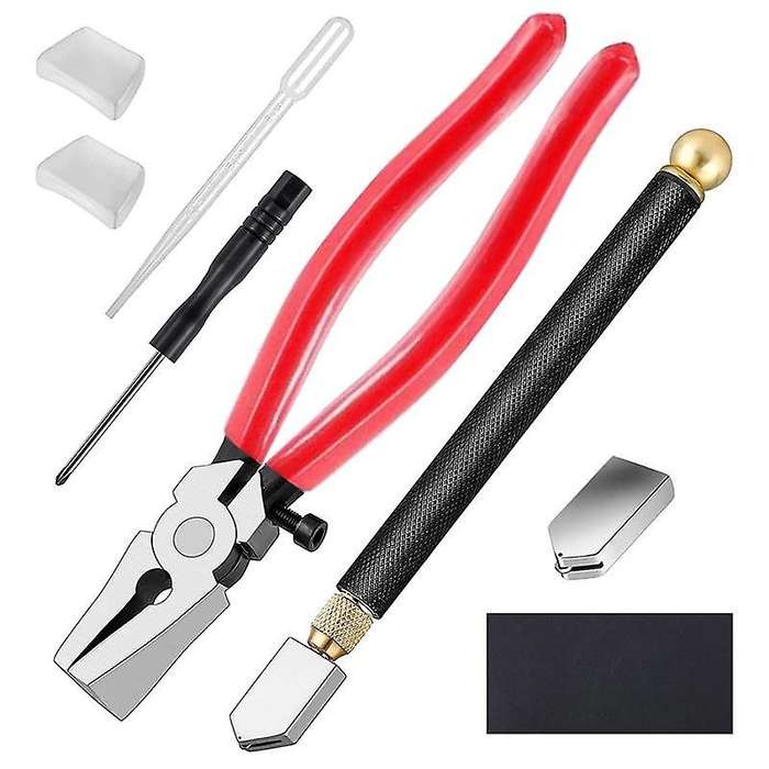 Glass Cutter Kits Stained Glass Supplies with Duty Glass Running Pliers and Pencil Glass Cutter Too