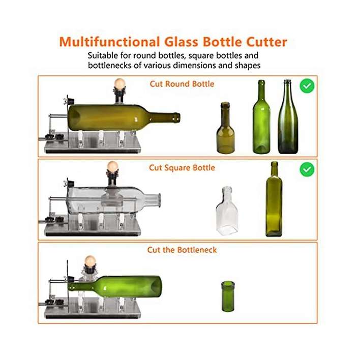 Glass Bottle Cutter - Professional Diy Glass Cutting Tool for Square, Round Bottles and Bottlenecks