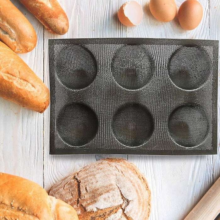 Glass Fiber Silicone 6 Round Bread Mold Various Hamburger Cookie Puff Porous Mould Cake Tart Non St