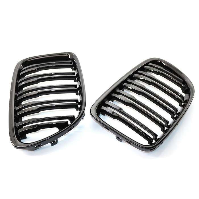 Gloss Black Front Hood Kidney Grille Sport Grill Replacement Dual Slat for E84 X1 4-Door 2009-2015