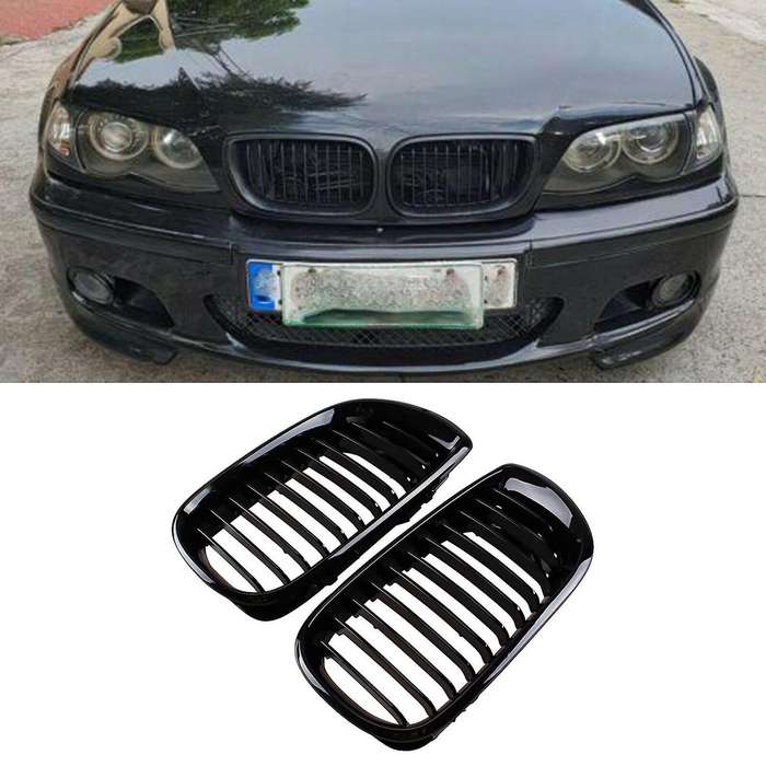 Gloss Black Front Hood Kidney Grill for -BMW E46 3 Series 2002-2005 4D Sedan 318I 320I 323I 328I Fr