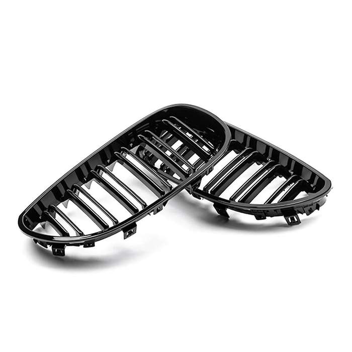 Gloss Black Front Bumper Kidney Grille Grill Hood Mesh Double Line for E60 M5 E61 520I 545I 550I 53