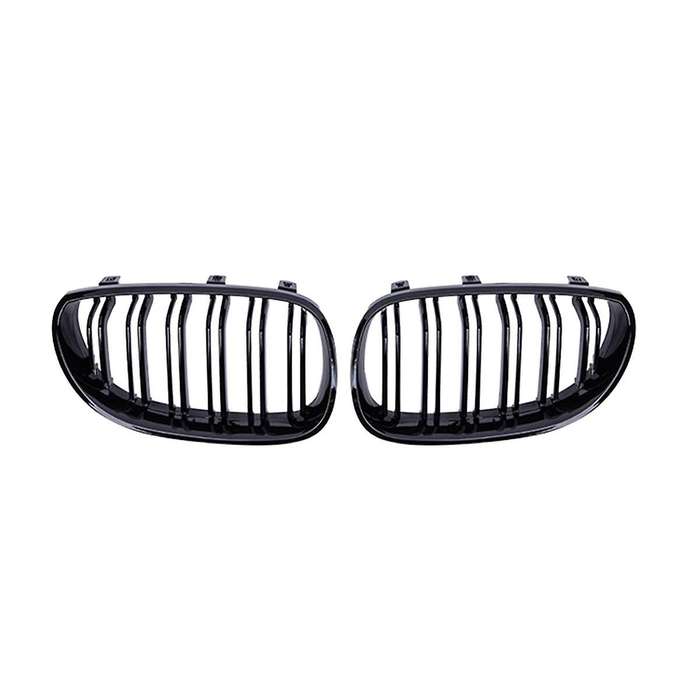 Gloss Black Front Bumper Kidney Grille Grill Hood Mesh Double Line for E60 M5 E61 520I 545I 550I 53