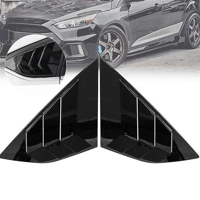 Gloss Black Rear Side Vent Quarter Window Louver Shutter Cover for Focus MK3 Hatchback 2012-2018