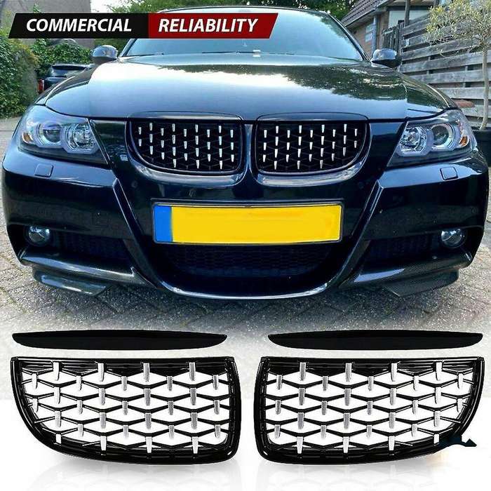 Gloss Black&chrome Diamond Meteor Latest Style Grille for - 3 Series E90 E91 325i 328i 335i - 2005-