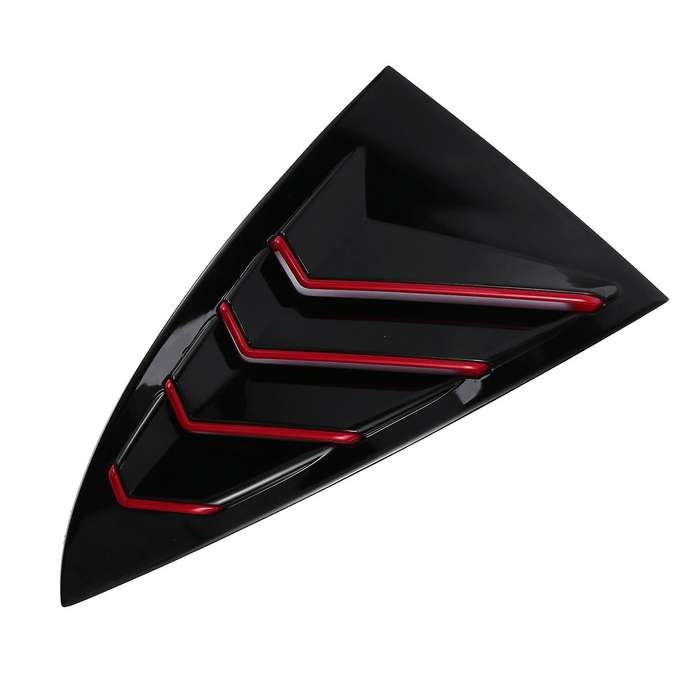 Glossy Black Car Rear Triple-Cornered Window Louvers Side Vent Cover Decoration for 2017-2020