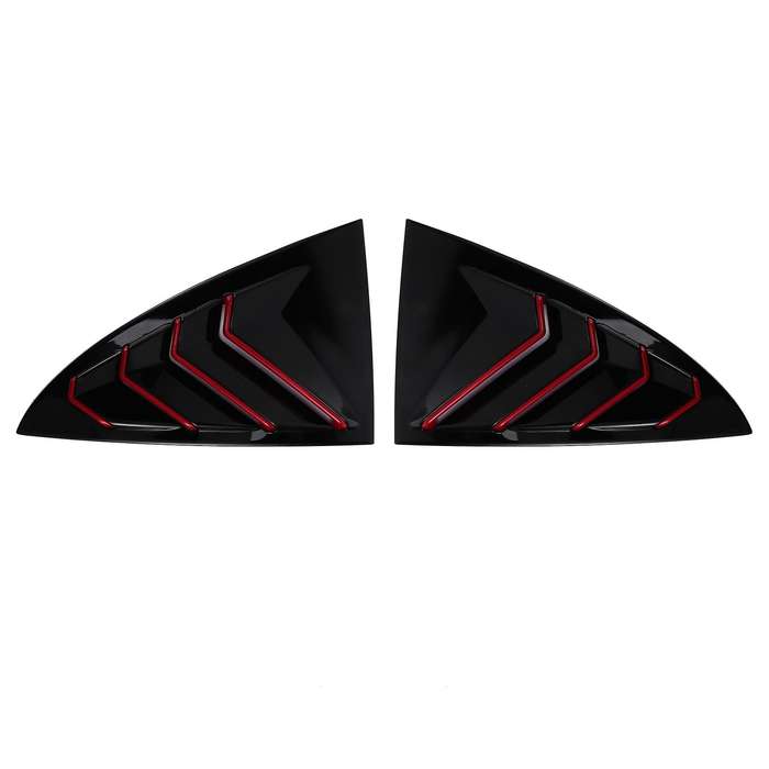 Glossy Black Car Rear Triple-Cornered Window Louvers Side Vent Cover Decoration for 2017-2020