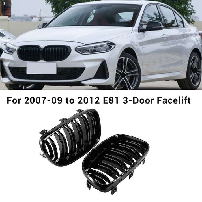 Glossy Black Dual Slats Front Kidney Grille Grill Replacement