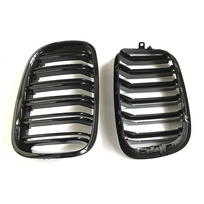 Glossy Black Front Bumper Kidney Grille Double Slat Front Mesh Grill for X5 X6 E70 E71 2007-2013