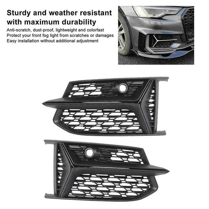 Glossy Black Mesh Rs6 Style Fog Light Grilles Grills for A6 C8 S6 2019 2020