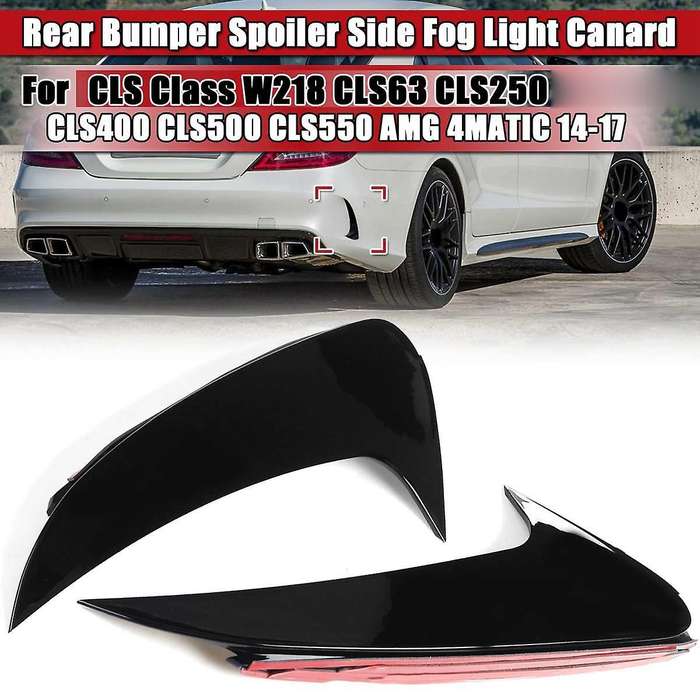 Glossy Black Rear Bumper Splitter Spoiler Rear Canard Trim for Class W218 CLS250 CLS400 CLS500 14-17
