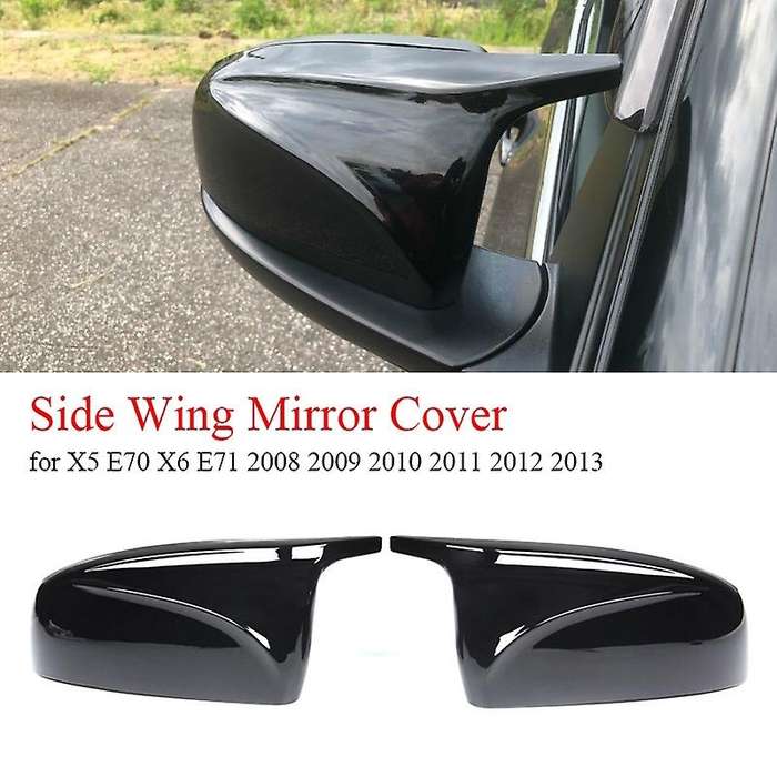 Glossy Black Rearview Mirror Cover Side Wing Mirror Caps Protector for  X5 E70 X6 E71 2008 2009 2010
