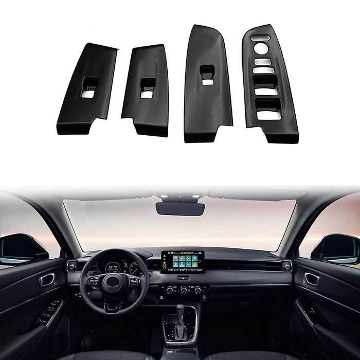 Glossy Black Window Glass Lift Button Trim Switch Cover Door Armrest Panel Sticker for -V Vezel 2021