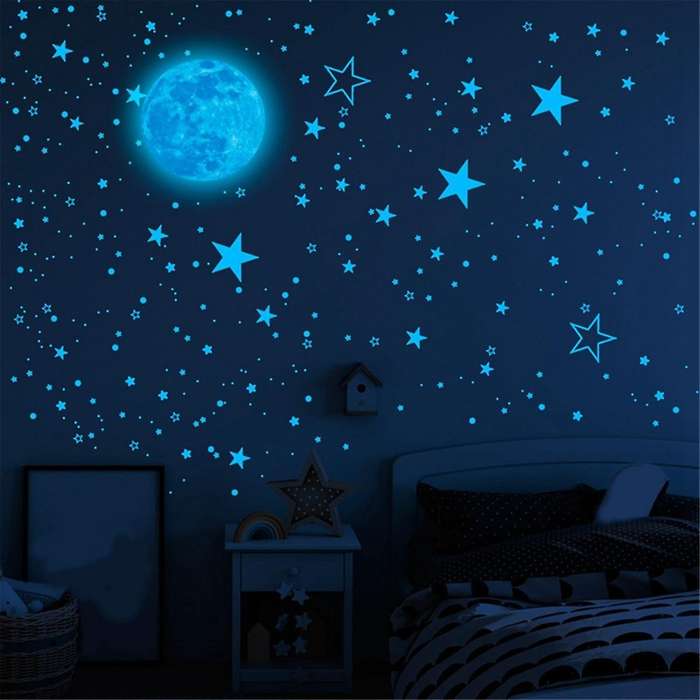 Glow in the Dark Stars for Ceiling,1049Pcs Starry Stickers for Ceiling Decor,Glow in the Dark Sticke