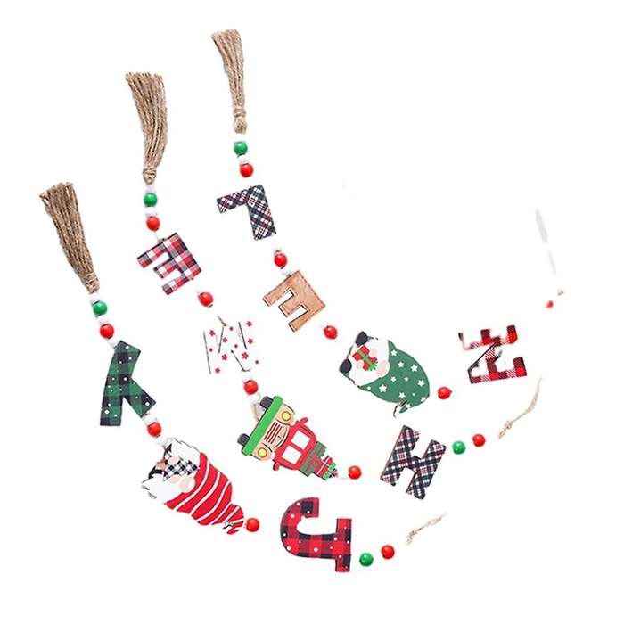 Gnomes Wood Hanging Decor for Tree -Wood Christmas Gnome Letter Pendant Wood Car Crafts Hanging Pend