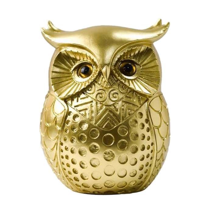Gold Owl Ornament, Resin Statue Animal Craft, for TV Cabinet Porch Bookshelf Home Office Decor, Tab