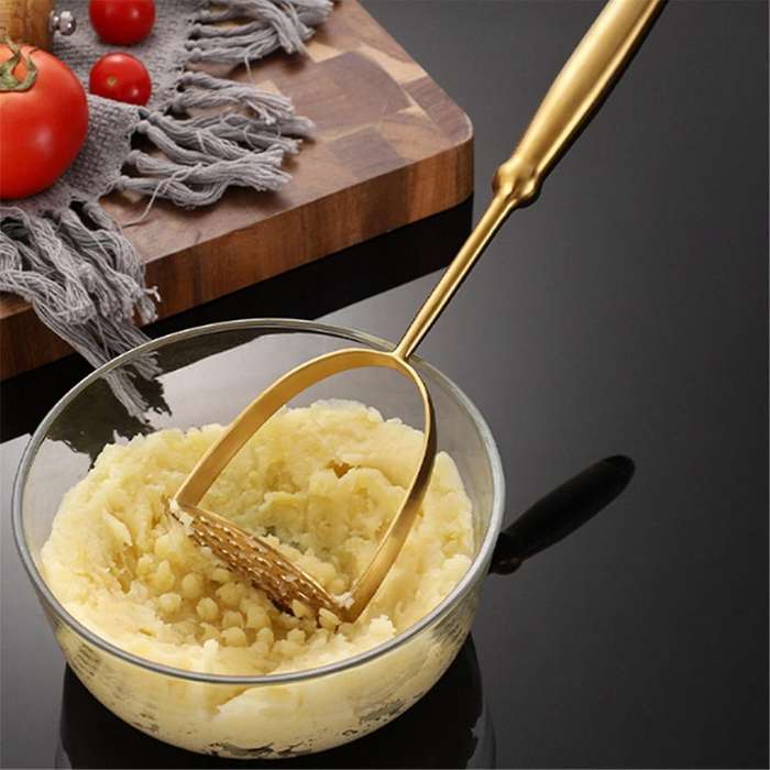 Gold Stainless Steel Potato Masher Household Potato Press Manual Multifunctional Masher Masher