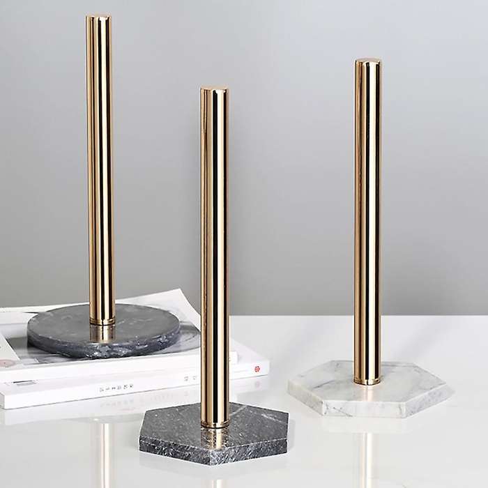 Gold Paper Stand with Marble Base Vertical Paper Towel Rack Modern Paper Towel Holder Roll Toilet Co