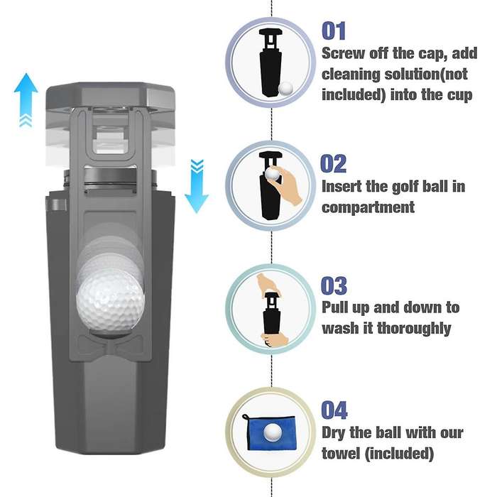 Golf Ball Washer Portable Towel Cleaning Machine Tool Reusable Outdoor Cart Cup Holder Universal Gol