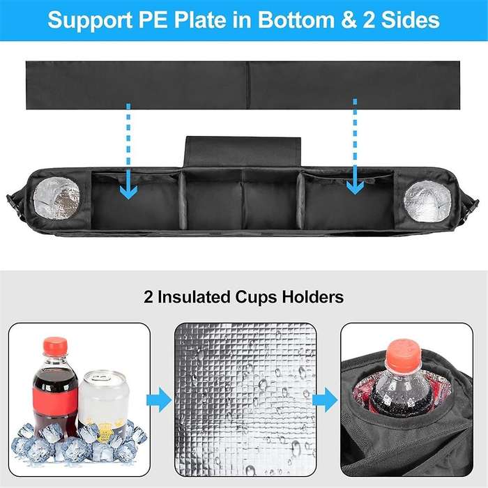 Golf Cart Front Storage Basket with Insulated Cup Holders, Dash Tray Organizer for , Golf Cart Stora