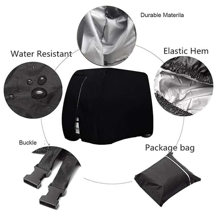 Golf Cart Sightseeing Cart Universal Waterproof Dust Cover for EZ Go Club 242 x 122 x 168cm Black