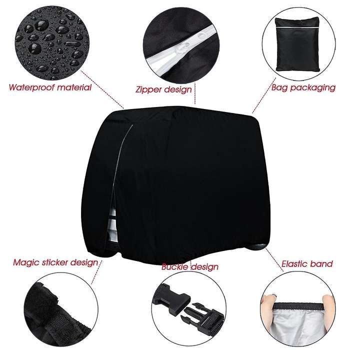 Golf Cart Sightseeing Cart Universal Waterproof Dust Cover for EZ Go Club 242 x 122 x 168cm Black