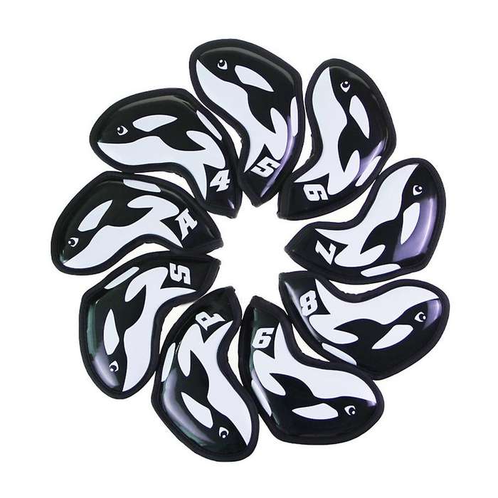 Golf Iron Cover Golf Club Head Cover Iron Protective Cover Whale Club Cap Cover Pu Waterproof 9Pcs/G