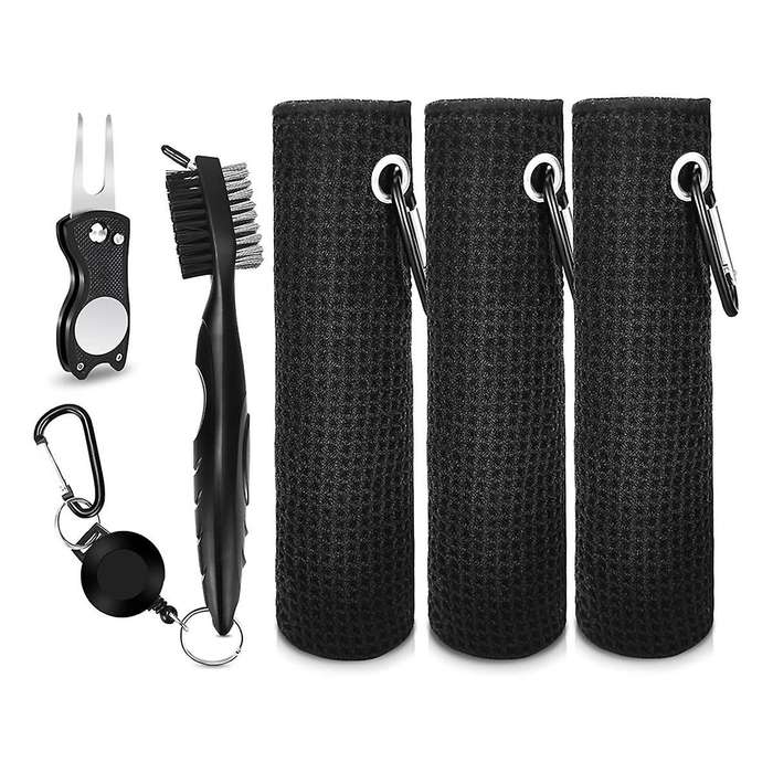 Golf Club Cleaner Kit, 3 Golf Towels, Golf Club Cleaning Brush,Golf Divot Repair Tool,Golf Club Clea