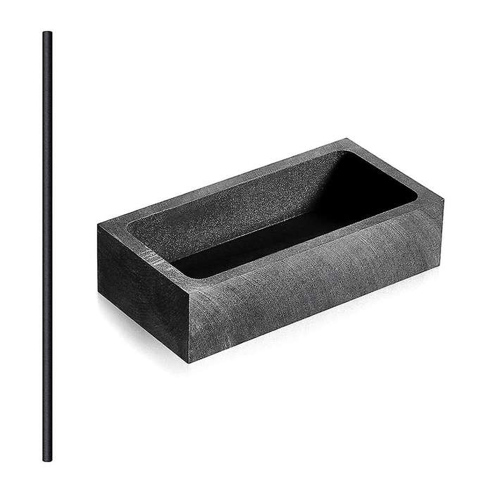 Graphite Ingot Mold Set 1kg Graphite Casting Mold and Graphite Crucible Stir Stick 12 Inch for Melti