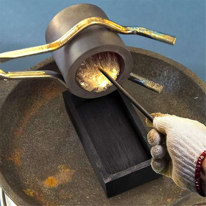Graphite Ingot Mold Set 1kg Graphite Casting Mold and Graphite Crucible Stir Stick 12 Inch for Melti
