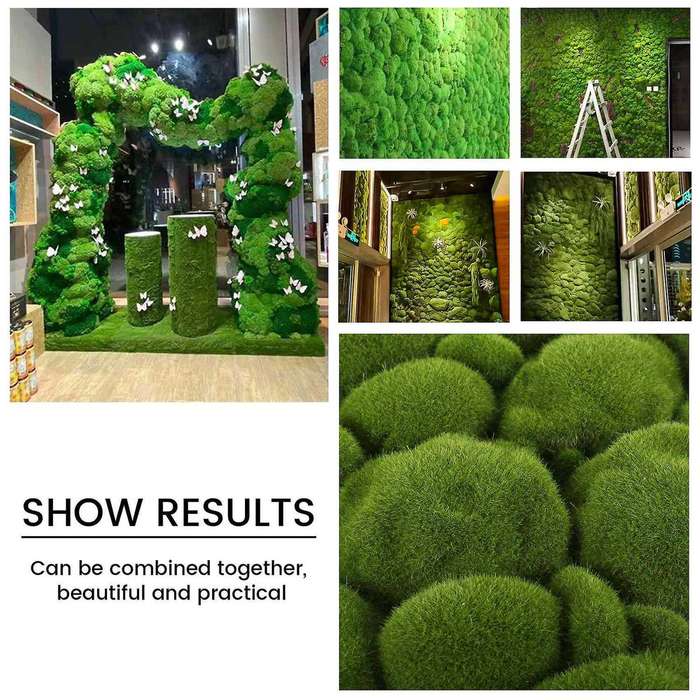 Grass Mat- Stone Shape Indoor Green Artificial Lawns Turf Carpets Sod Moss for Home Hotel Wall Balco