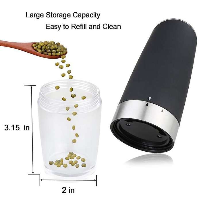 Gravity Electric Salt and Pepper Grinder Set Automatic Salt and Pepper Mill Grinder with One Hand Op