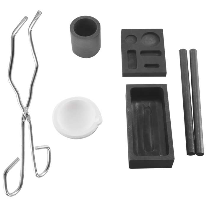 Graphite Torch Melting Casting Kit,2 Graphite Crucible Stir Stick, Quartz Crucible, Cylindrical Grap