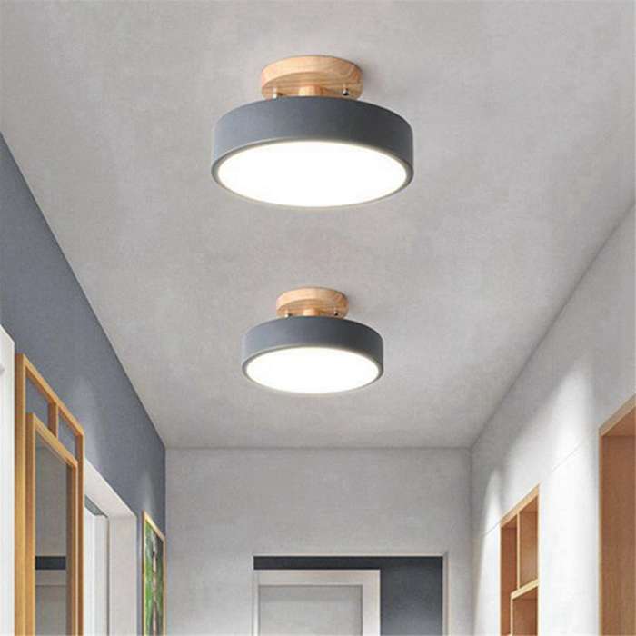 Gray Ceiling Lights Modern LED Nordic Wood Lighting Fixture Indoor Luminaire Kitchen Living Bedroom