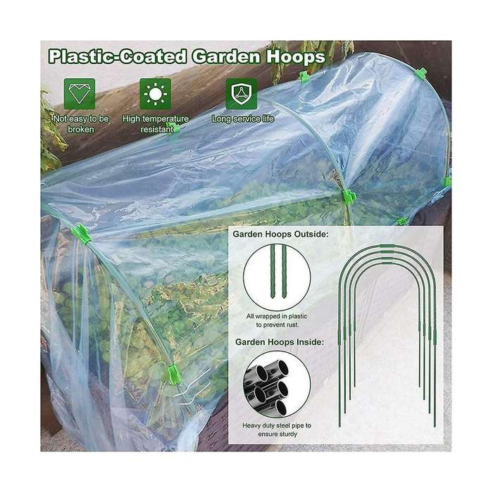Greenhouse Hoops Grow Tunnel,rust Proof Plastic Coated Steel Support Frame Greenhouse Hoops for Rai