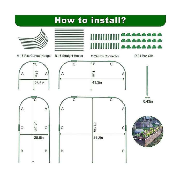 Greenhouse Hoops Grow Tunnel,rust Proof Plastic Coated Steel Support Frame Greenhouse Hoops for Rai