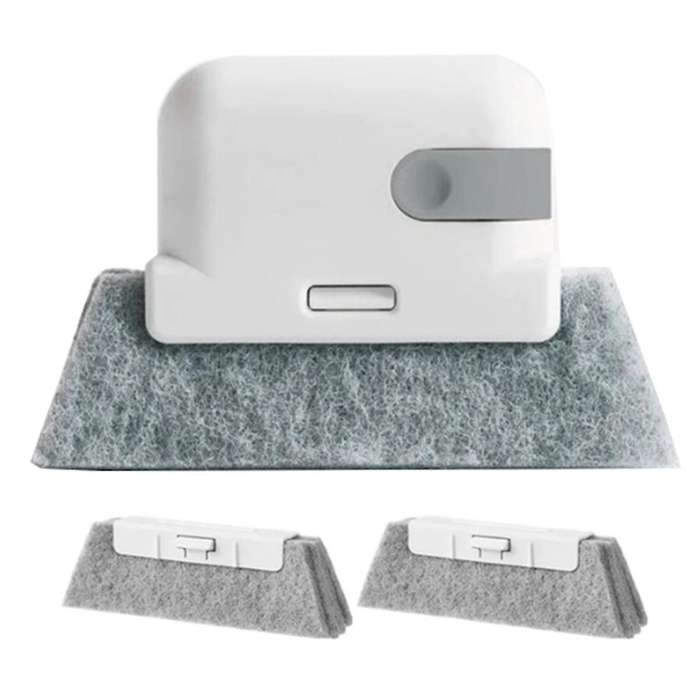 Grey-Window Cleaning Brush Windowsill Groove Deadend Cabinet Crevice Brush with Replace Head Househo