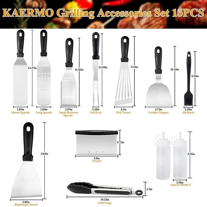 Griddle Accessories,13 PCS Flat Top Grill Accessories,BBQ Cooking Spatula,Grilling Tool for Camping