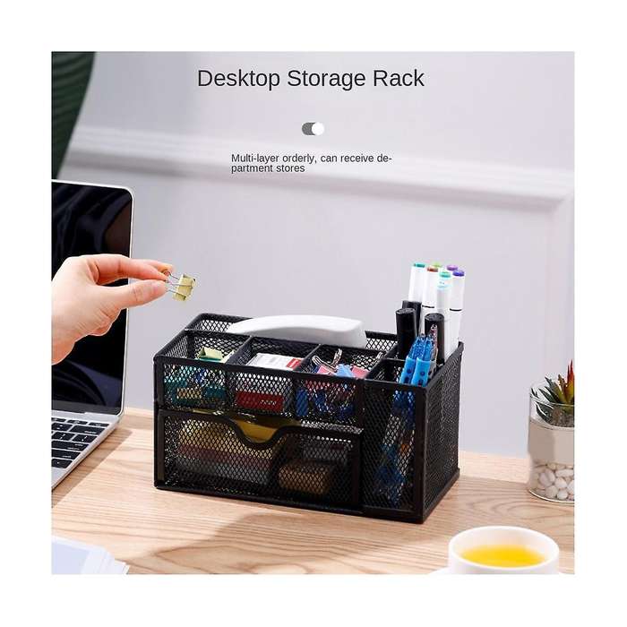 Grid Pen Holder Office Desktop Layered Storage Basket Stationery Multifunctional Finishing Rack