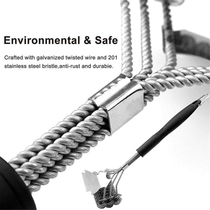 Grill Brush and Bristle Free - Safe BBQ Brush for Grill - Stainless Grill Grate Cleaner - Safe Gril